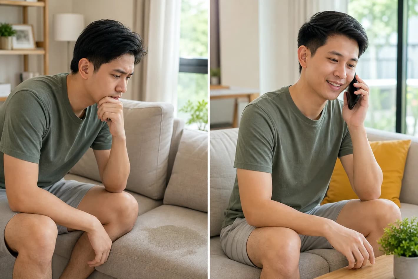 เปรียบเทียบซักโซฟาเองกับจ้างมืออาชีพ